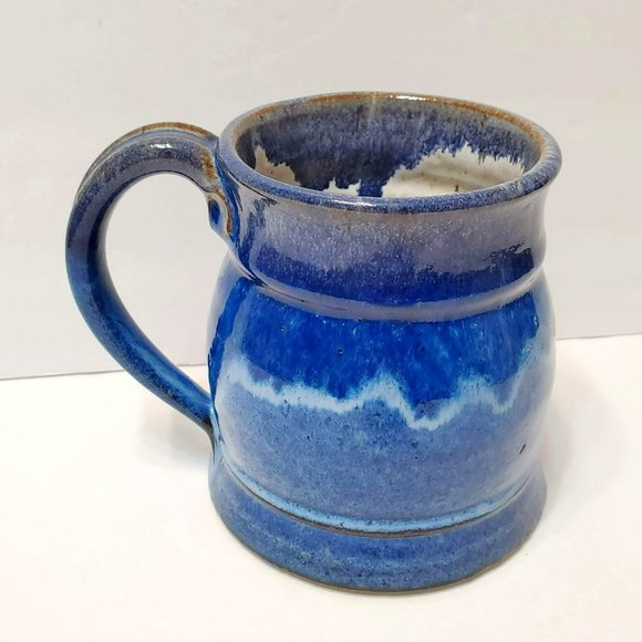 Large Studio Pottery Mug, Ceramic Tankard, Cobalt Blue, Signed Bjork - Picture 1 of 9